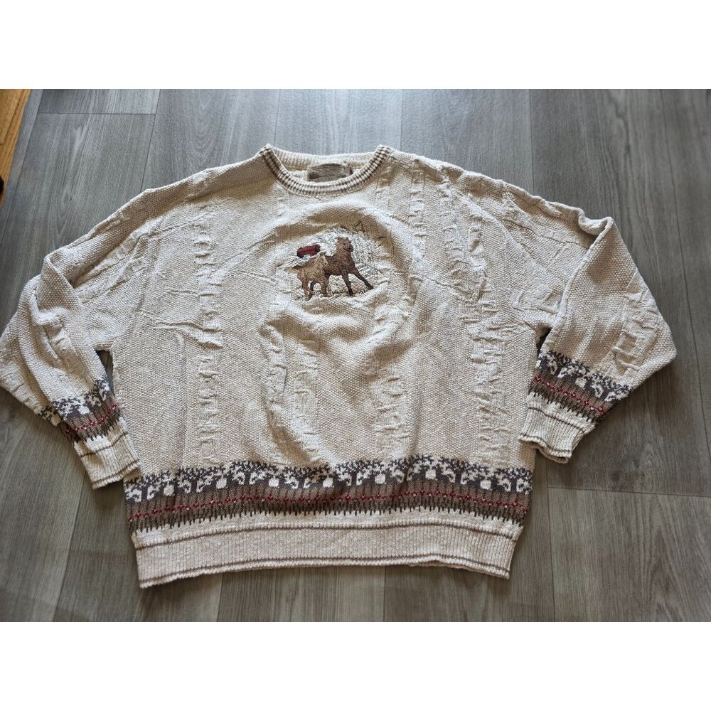 Vtg Shenandoah XL Embroidered Horse Scene Sweater - Picture 5 of 9